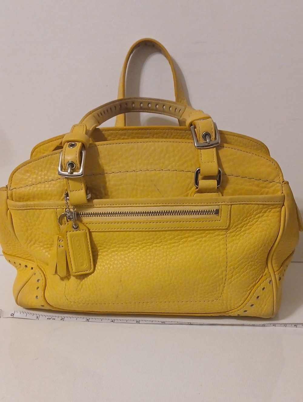 Coach Hampton Yellow Leather Satchel Handbag